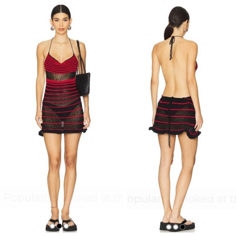 NWT George Trochopoulos Mini Backless Dress In Red & Black Size S